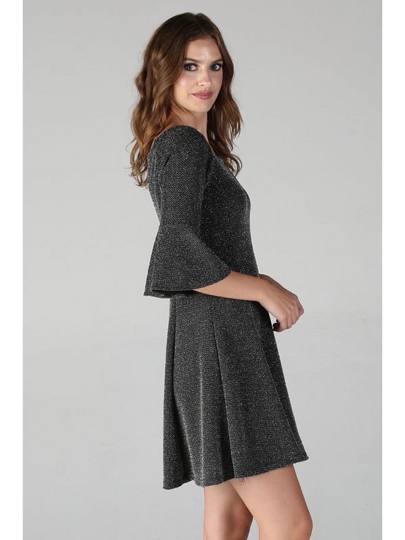 ANGIE SPARKLE KNIT BELL SLEEVE FIT AND FLARE DRESS - Walmart.com ANGIE SPARKLE KNIT BELL SLEEVE FIT AND FLARE DRESS - Walmart.com