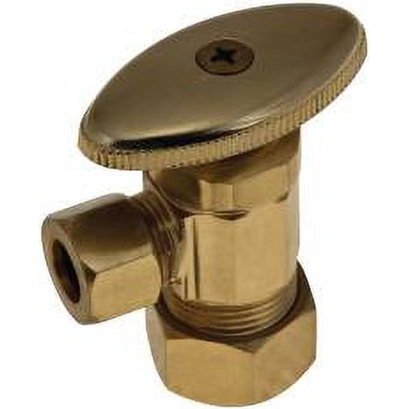 ANGLE STOP, 5/8" COMPRESSION X 3/8" COMPRESSION, POLISHED BRASS, LEAD FREE per 4 Each