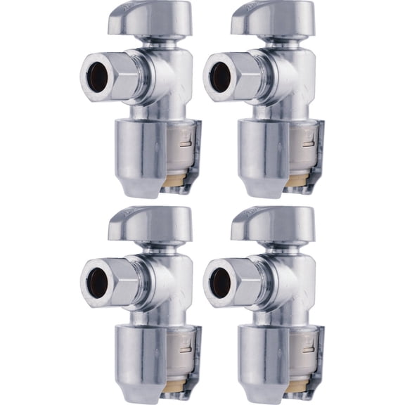 RWC Angle Stop Valve 1/2 x 3/8 - Compression - Multicolor Standard Mounting Hardware, Drop-In Replacement