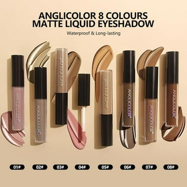 ANGLICOLOR Women‘s Liquid Matte Eyeshadow 8 Colors Pigmented Liquid Neutral Naked Smoky Eye Shadow Waterproof Long Lasting Blendable Eye Shadows Makeup