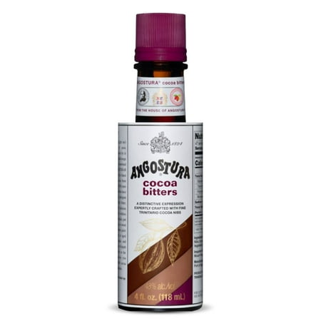 Angostura Cocoa Bitters, Cocktail Bitters for Professional and Home Mixologists, Kosher Certified, Sodium Free, 4 FL OZ