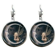 ANGREANE 1 Pair On The Moon Silver Trendy Glass Cabochon Earrings Kids Earrings for Girls Hypoallergenic Earrings for Women Trendy Silver Big Hoop Earrings for Women Earrings for Girls 8-12