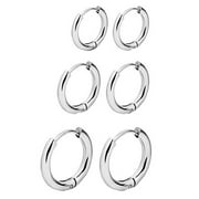 ANGREANE Clearance Sale Body Nose Lip Ear Fake Retractable Earrings Hoop Earrings Septum 3 Pairs Cartilage Earrings for Women Sterling Silver Mixed Metal Earrings Earrings Studs Flat Back