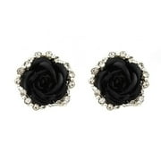 ANGREANE Clearance Sale Elegant Cute Women Lady Girls Black White Rose Flower Stud Earrings Gold Earrings Hoops Earrings for Women Trendy Multipack Big Earrings for Women Earrings for Women Trendy