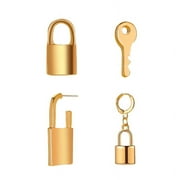 ANGREANE Clearance Sale Retro Punk Style Personality Kit Key Lock Earrings Pendant Lock Good Love Earrings for Women Sterling Silver Set Green Earrings for Women Earrings for Girls 4-6