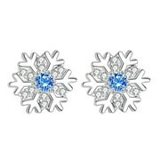 ANGREANE Copper Material Snowflake Earrings Winter Snowflake Stud Earrings for Birthday Gifts Christmas Crystal Snowflake Earrings Earrings for Sensitive Ears Hypoallergenic Earrings for Men Gold