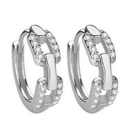 ANGREANE Gold Plated Sterling Silver Post Pave Cubic Zirconia Huggie Hoop Earrings for Women Small Fresh Earrings Women'S Diamond Earrings for Sensitive Ears Women Silver Dangle Earrings