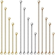 ANGREANE Necklace Extenders 15 Pcs Stainless Steel Gold Silver Necklace Bracelet Anklet Extension Chains with Lobster Clasps and Closures for Jewelry Making Wrap Bracelets for Women