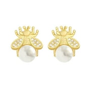 ANGREANE Pearl Stud Earrings Super Shiny Diamond Earrings Light Luxury Earrings Lymphatic Earrings for Women Weight Loss On Prime Earrings for Sensitive Ears Hoops Stainless Steel Earrings