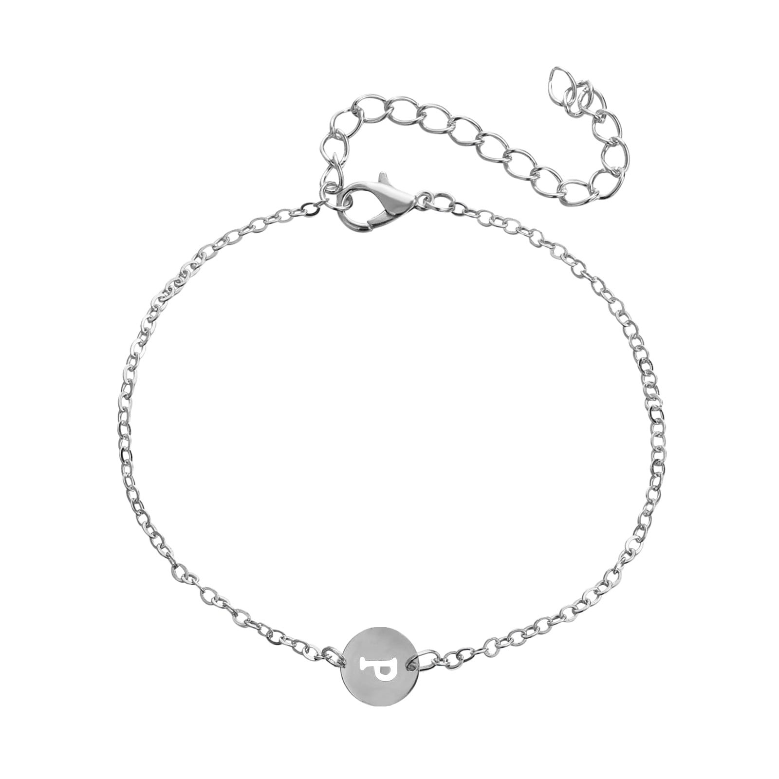 ANGREANE Personalized Initial Bracelet Silver Plated Stainless Steel