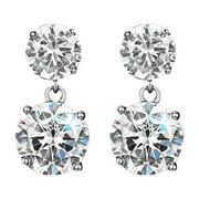 ANGREANE Super Shiny Imitation Moissanite Exquisite Earrings European and American Simple Round Earrings Temperament Small Female Earrings Girls Earrings Ages 8-12 Hypoallergenic Earrings for Women