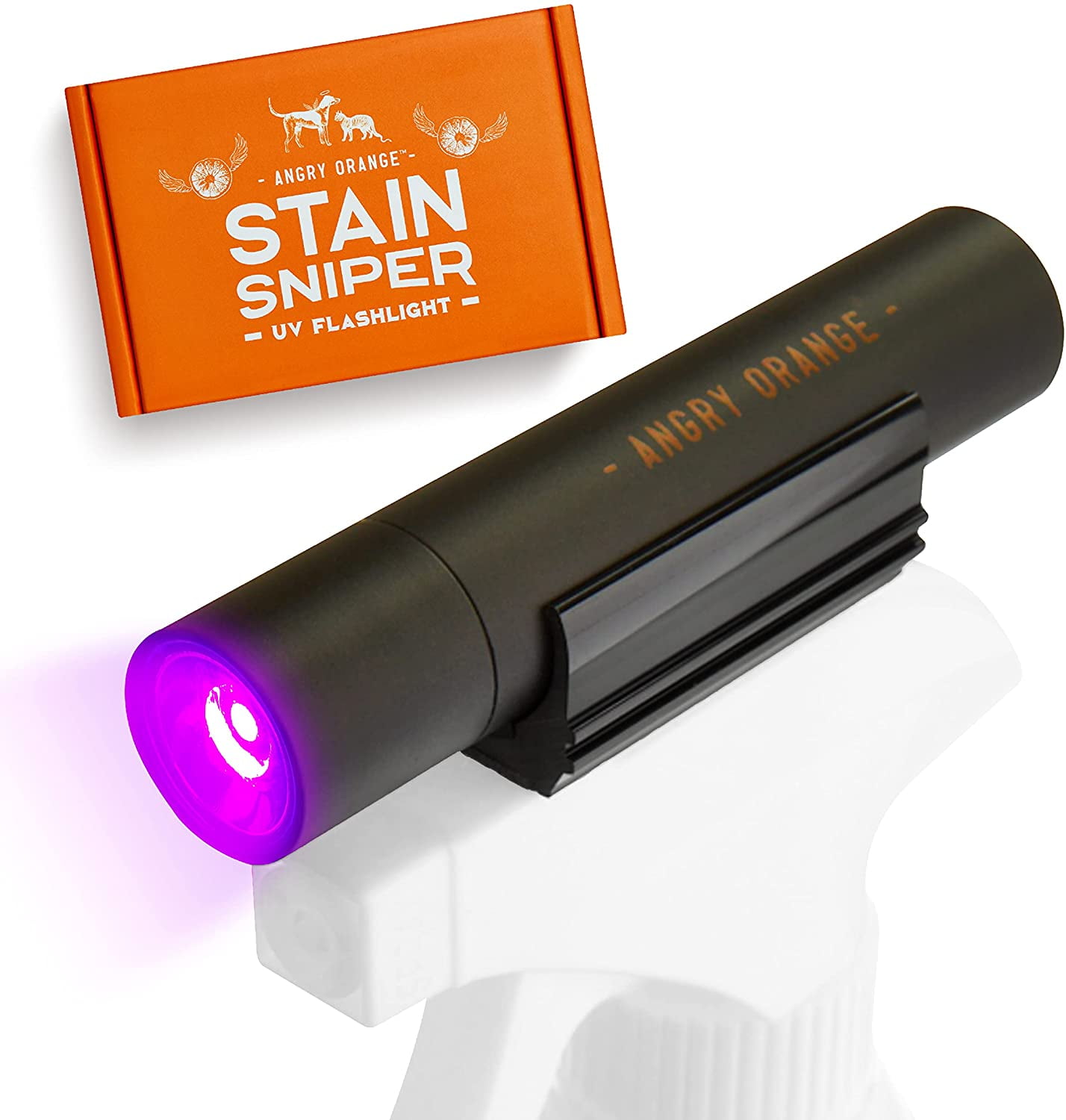 ANGRY ORANGE UV Flashlight - LED Black Light Detector for Dry Dog Urine - Flashlights Make Stains Glow in The Dark with Ultraviolet Blacklight