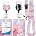 thumbnail image 1 of ANGTUO Pink ID Badge Holder with Lanyard,Cute Vertical ID Card Holder for Office Workers, Students, Nurses, Retractable Badge Holder, 1 of 8
