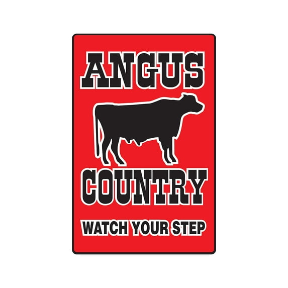 ANGUS COUNTRY Aluminum Sign farm animals watch your step redneck parking | Indoor/Outdoor | 14" Tall