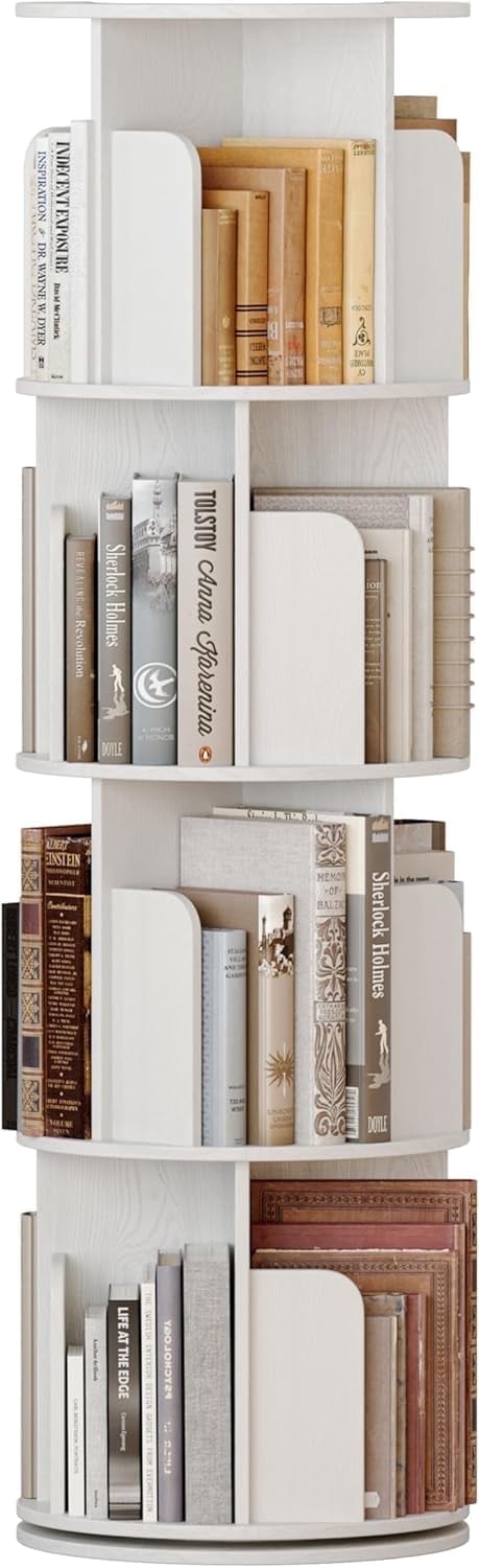 Revolving Display Shelf ANHDAH 4 Tier Rotating Bookshelf, 360° Revolving Bookcase Tower with ...