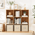 thumbnail image 1 of Anhdah 9 Cube Storage Organizer, Cube Bookcase Closed Back Panel Bedroom, Living Room, Home Office, Closet Bookshelves Natural Oak, 1 of 7