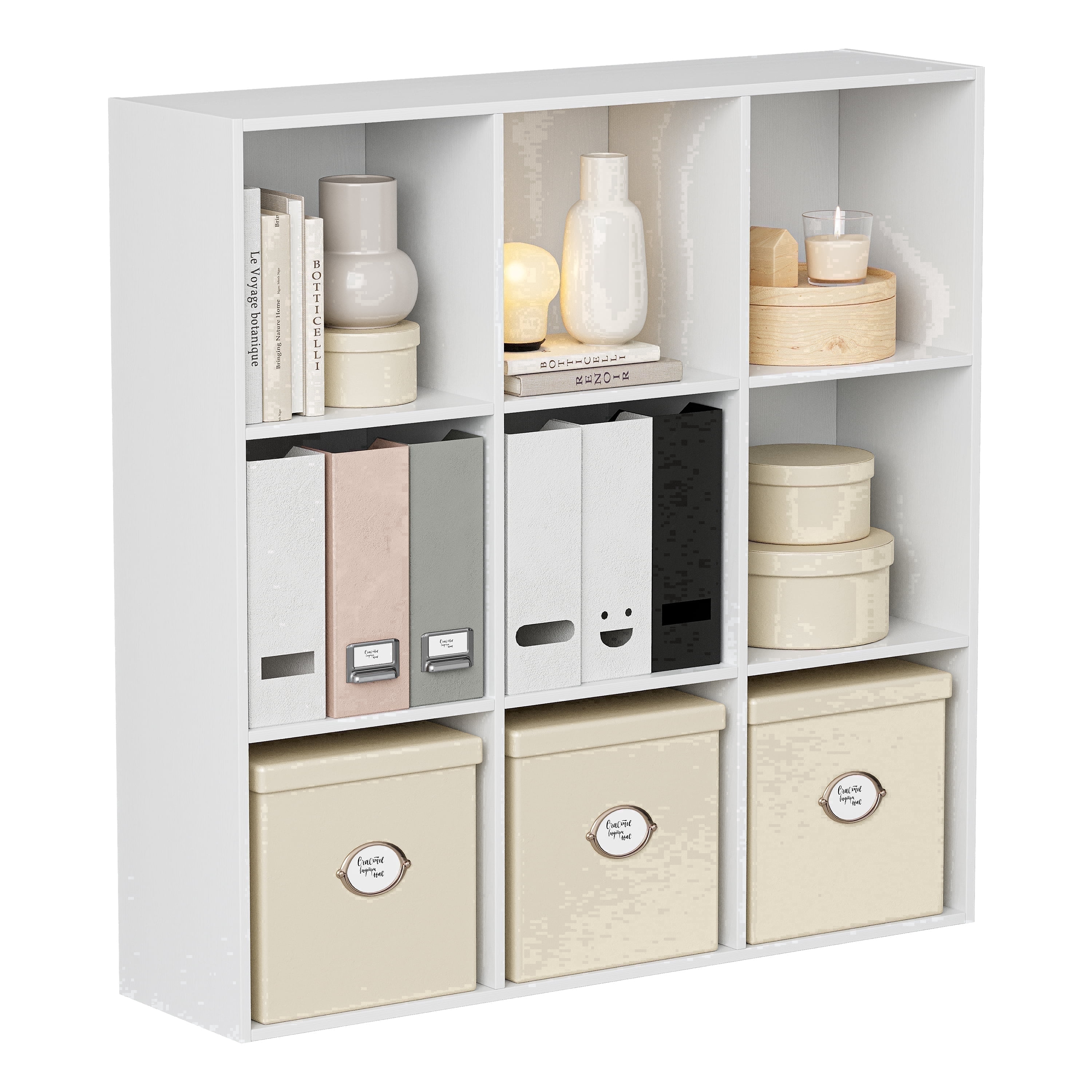 Anhdah 9 Cube Storage Organizer, Cube Bookcase Closed Back Panel Bedroom, Living Room, Home Office, Closet Bookshelves White