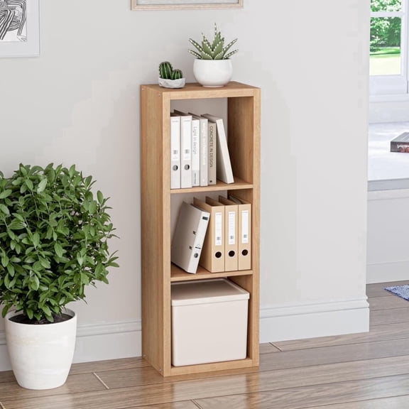 ANHDAH 3-Cube Bookcase & Storage Organizer, Thick Edges Bookshelf Multipurpose Display Shelves for Home Office, Natural Oak