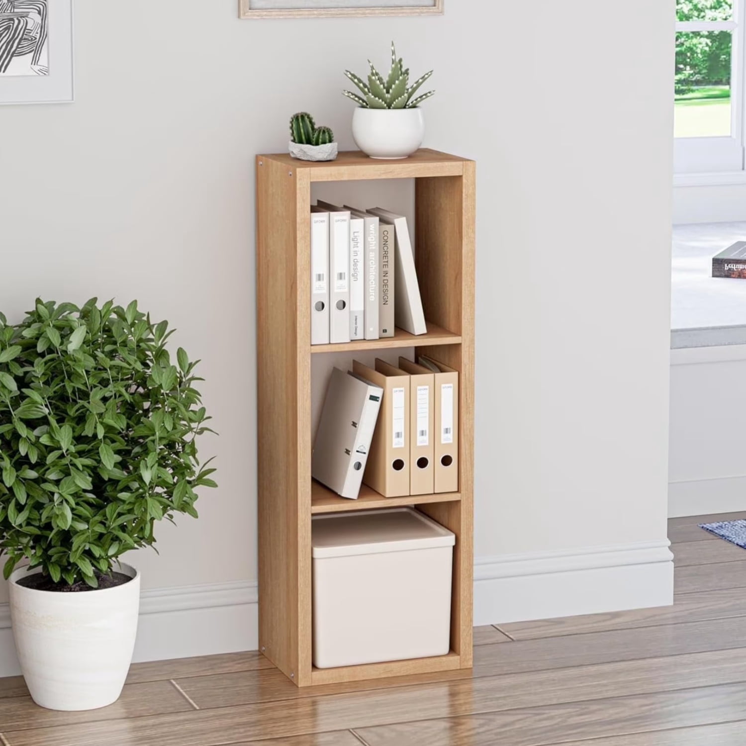 ANHDAH 3-Cube Bookcase & Storage Organizer, Thick Edges Bookshelf ...