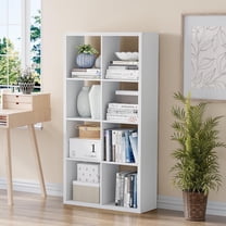 ANHDAH 8-Cube Bookcase & Storage Organizer, Thick Edges Bookshelf Multipurpose Display Shelves for Home Office, White