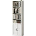 thumbnail image 1 of ANHDAH Tall Bookcase with Doors, 4 Tier Modern Bookshelves with Storage for Home Office, Living Room, RetroWhite, 1 of 7