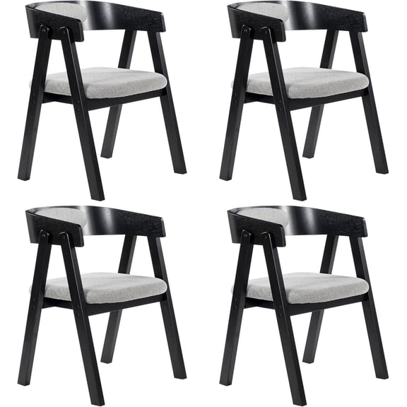 ANHDAH Set of 4 Wooden Dining Room Chairs, Upholstered Armchairs, Farmhouse Style for Kitchen & Living Room