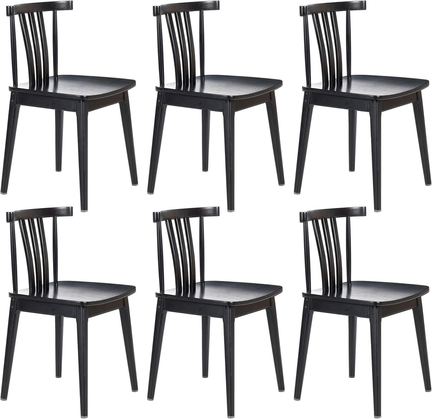ANHDAH Set of 6 Wooden Dining Room Chairs, 18 Inch Height Farmhouse ...