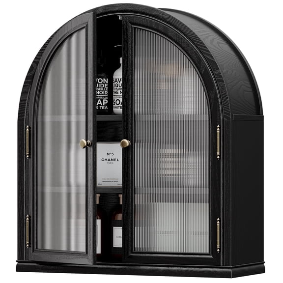 ANHDAH Arched Wall Cabinet Over Toilet, 2-Door Modern Medicine Storage with 2 Shelves. Space-Saving Mounted Organizer for Bathroom Towels & Cosmetics.