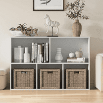 ANHDAH 5-Cube Storage Organizer & Bookcases, Closed Back Display Shelves for Living Room, Bedroom, Home Office, Embossed White