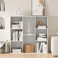 thumbnail image 1 of Anhdah 8 Cube Storage Organizer, Cube Bookcase Closed Back Panel Bedroom, Living Room, Home Office, Closet Bookshelves White Oak, 1 of 6