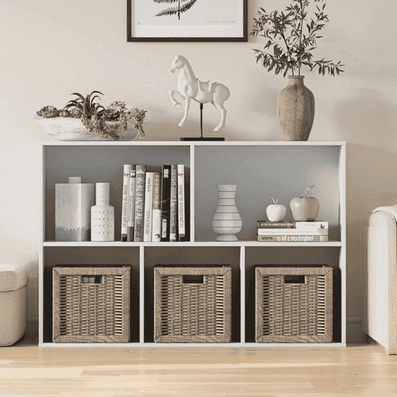 Anhdah 5 Cube Storage Organizer, Cube Bookcase Closed Back Panel Bedroom, Living Room, Home Office, Closet Bookshelves White
