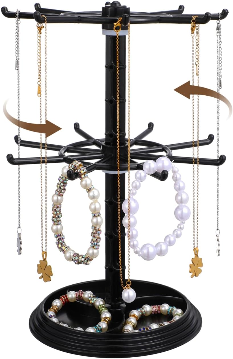 Rotation Rack Chain ANHXN 2-Tier Rotating Jewelry Organizer Stand, 360 Degree Rotation ...