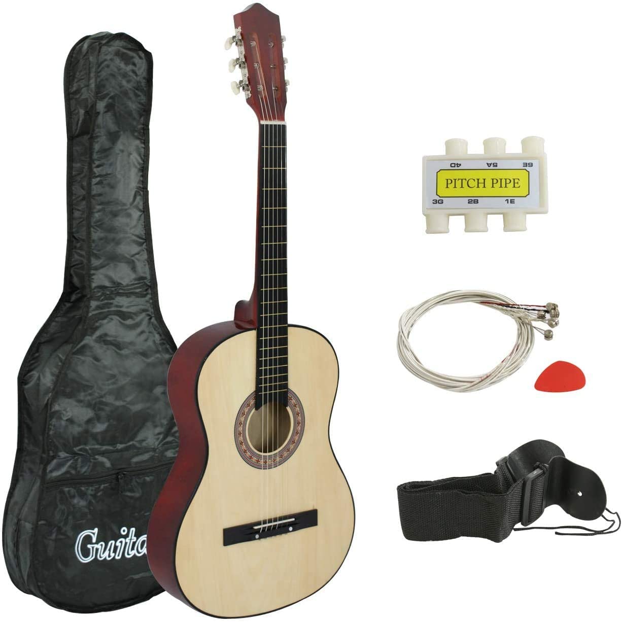ANHXN  Acoustic Guitar w/Gig Bag Strap Pitch Pipe Extra Strings Set Pick for Kids Beginners Starter Youths Students Right-handed