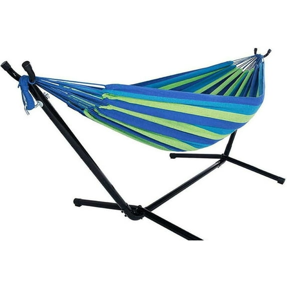 ANHXN Adjustable Hammock Bed with Space Saving Steel Stand - Portable, Easy Set Up Indoor/Outdoor Hammock for Two