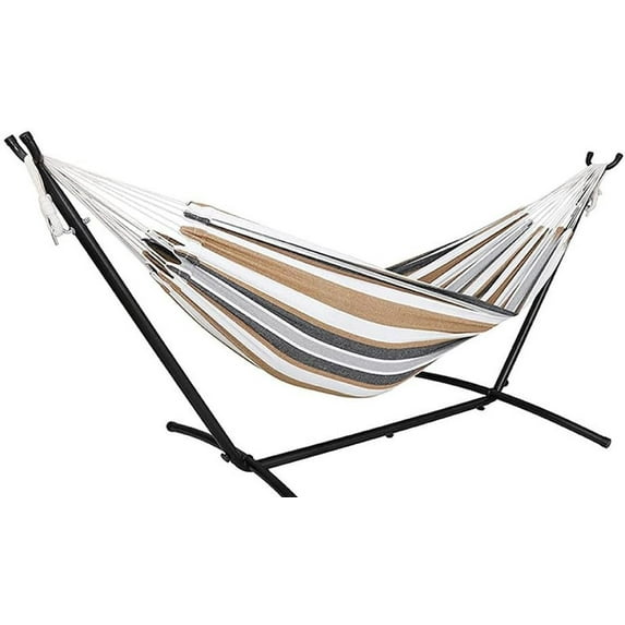 ANHXN Adjustable Hammock Bed with Space Saving Steel Stand - Portable, Easy Set Up Indoor/Outdoor Hammock for Two