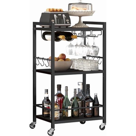 ANHXN Bar Cart, Home Bar Service Cart, Microwave Oven Cart, Beverage Cart, Kitchen. Different colors and specifications to choose from