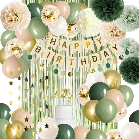 ANHXN Birthday Decorations Happy Birthday Party Decorations Nude Retro Balloon Banner Paper Rustic Dcor Supplies Baby Girls Women