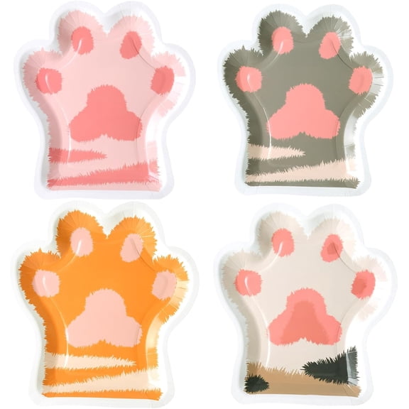 ANHXN Cat's Paw Party Plates,Cat Theme Dinner Plates Disposable Plates arty Tableware Plates for for Birthday, Baby Shower, Super Kitties Themed Party Supplies