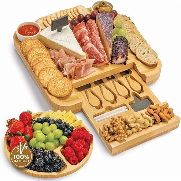 ANHXN Cheese Board Set, a large meat and cheese platter suitable for parties and gifts