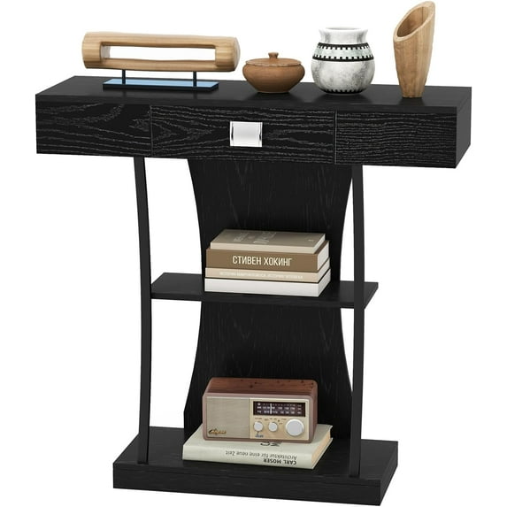 ANHXN Console Table with Storage Drawer & Shelves, Narrow Sofa Table, Behind Couch Table, Modern Foyer Table, Small Entryway Table for Living Room, Hallway