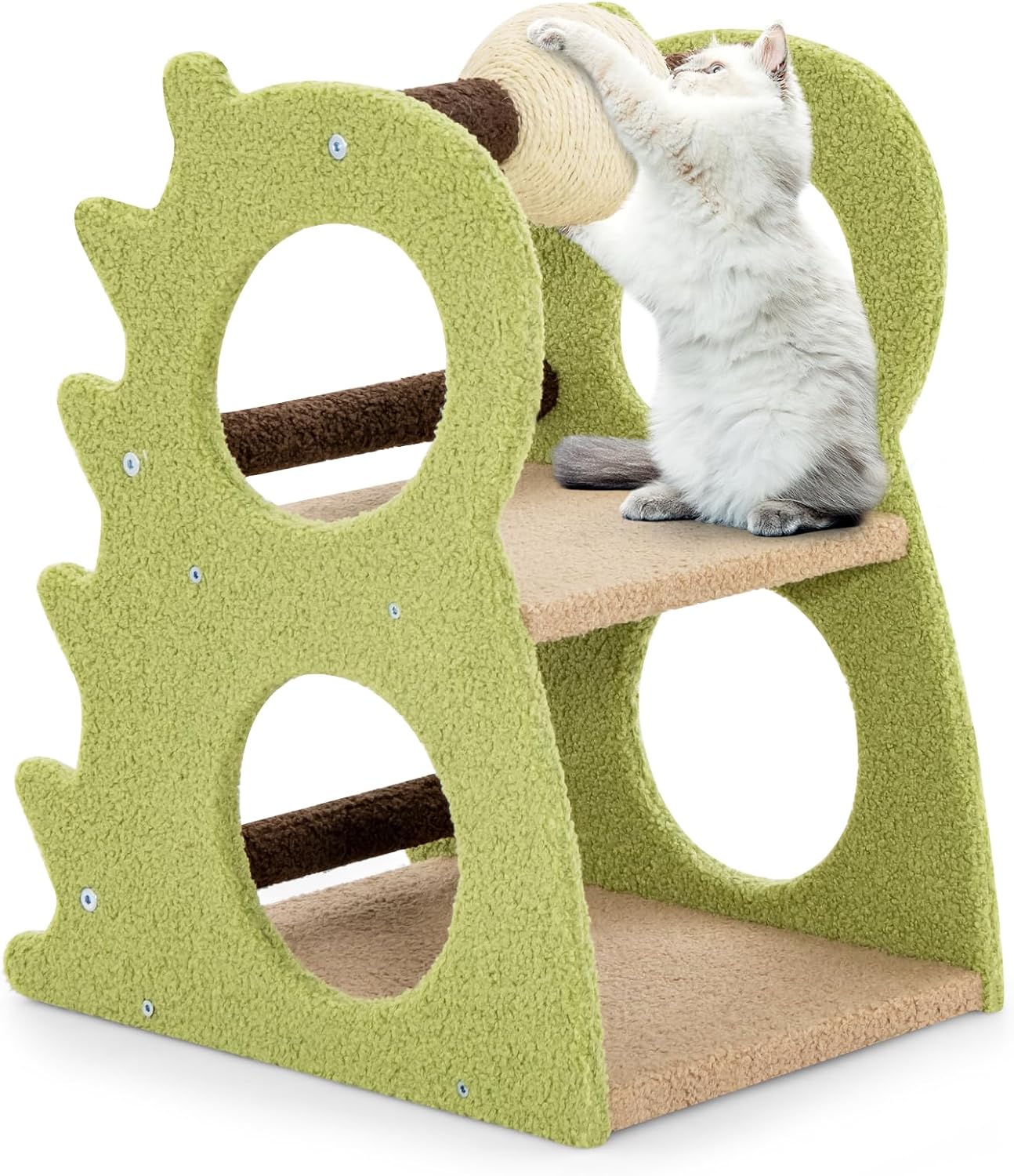 ANHXN Cute Cat Tree, Dinosaur-Shaped Cat Tower with Rotatable Sisal ...