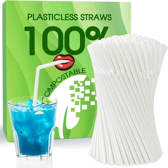 ANHXN Disposable Drinking Straws, Eco Friendly Straws Drinking Plastic Free Colorful Flexible Bendable Corn-based Organic Compostable Biodegradable Straws for Party Travel