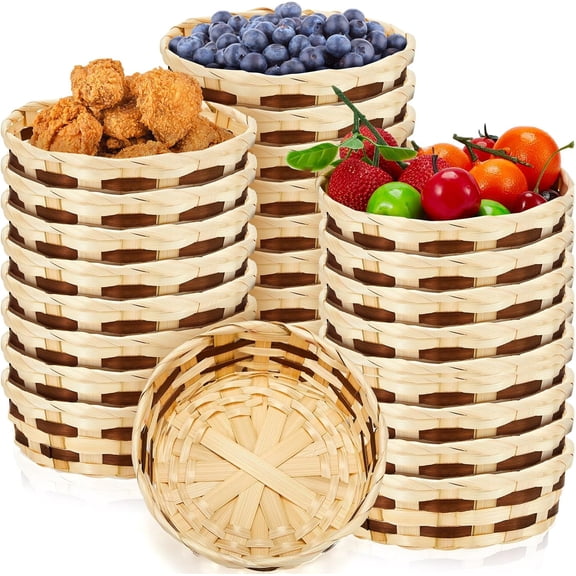 ANHXN Editor's Basket Round Bamboo Gift Basket. Berry bread, fruit basket, empty food service basket, picnic kitchen, restaurant. Different specifications to choose from