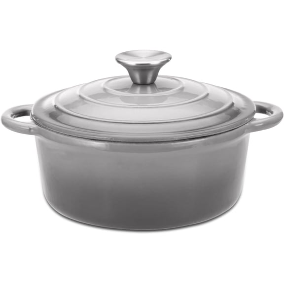 ANHXN Enameled Cast Iron Dutch Oven Navy Enamel Coating Pot with Lid | Cast Iron with Even Heat Distribution | Easy Grip to Handles & Multipurpose