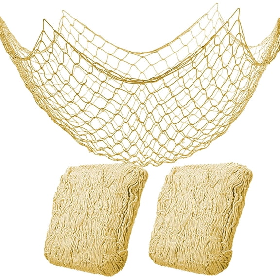 ANHXN Fish Net Decorations for Party, Natural Cotton Hawaiian Party Fishing Net Decorative, Nautical Themed Cotton Fishnet Under The Sea Pirate Ocean BeachHalloween Decor