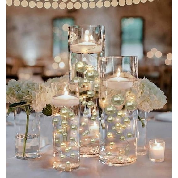 ANHXN Floating pearls paired with submersible fairy light strings feature hidable submersible batteries to decorate vases.