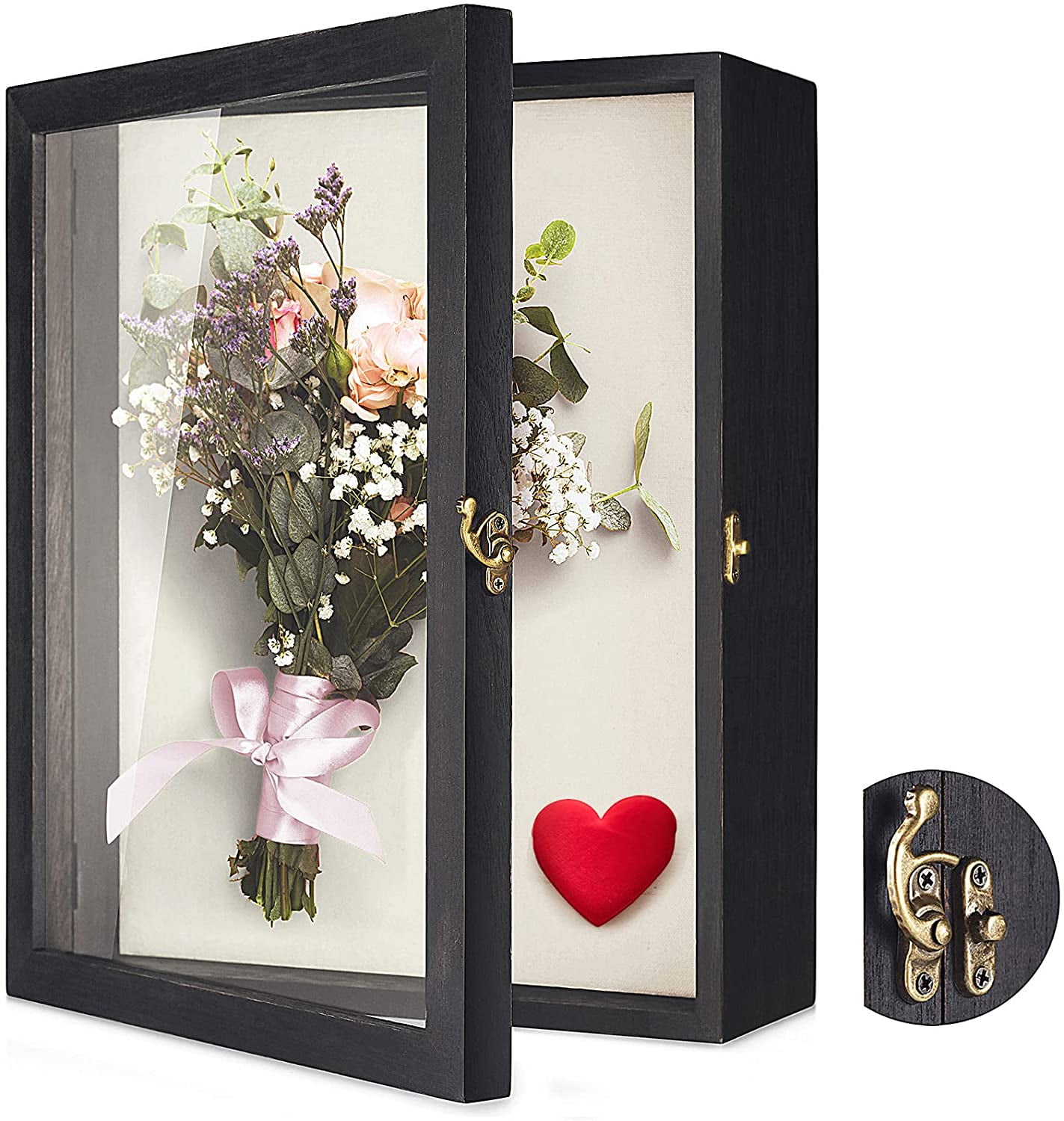 ANHXN Flowers Shadow Box Display Case Shadow Box Picture Frame with ...
