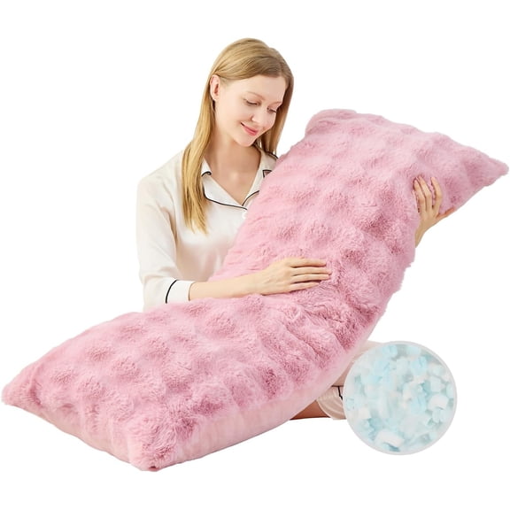 ANHXN Fluffy Adult Body Pillow - Sturdy body pillowcase, adjustable height, soft support for side lying, washable
