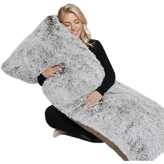 ANHXN Fluffy Body Pillow, Shaggy  Long Pillows , Cozy Hug Pillow for Sleeping, Room Decor & Gift, Adjustable Filling with Washable Cover