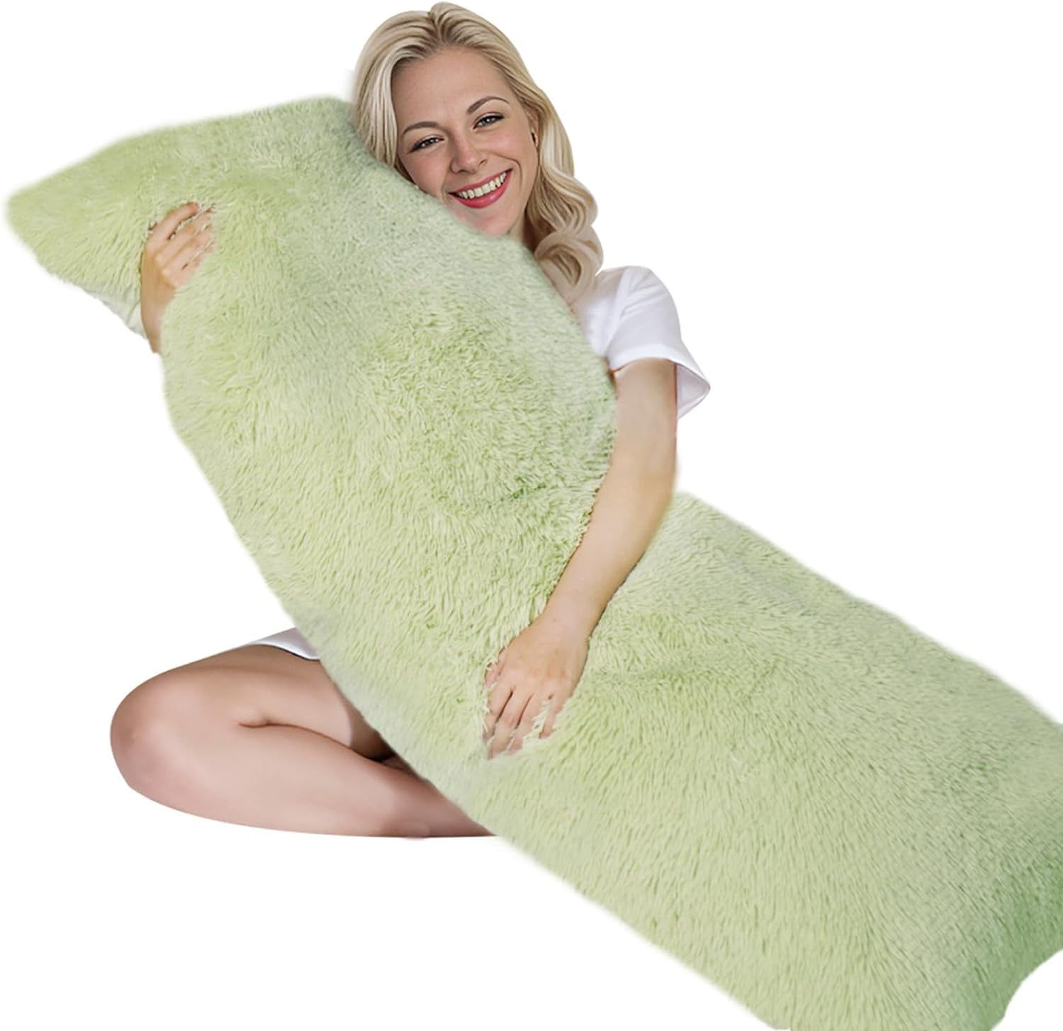 ANHXN Fluffy Body Pillow, Shaggy  Long Pillows , Cozy Hug Pillow for Sleeping, Room Decor & Gift, Adjustable Filling with Washable Cover